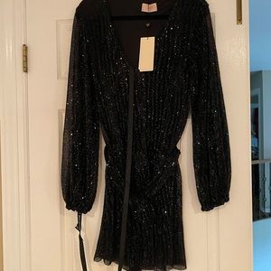 Club L London Black Sequin “Robe” Dress